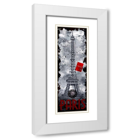 Paris Eiffel Tower White Modern Wood Framed Art Print with Double Matting by Hogan, Melody