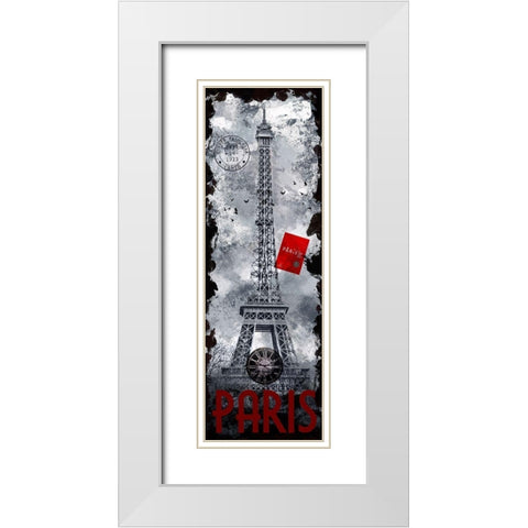Paris Eiffel Tower White Modern Wood Framed Art Print with Double Matting by Hogan, Melody