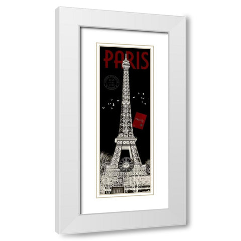 Paris Eiffel Tower Inverse White Modern Wood Framed Art Print with Double Matting by Hogan, Melody
