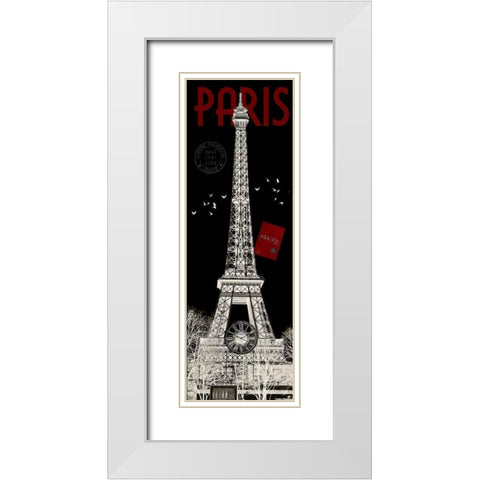 Paris Eiffel Tower Inverse White Modern Wood Framed Art Print with Double Matting by Hogan, Melody