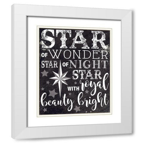 Christmas Chalkboard Star White Modern Wood Framed Art Print with Double Matting by Hogan, Melody
