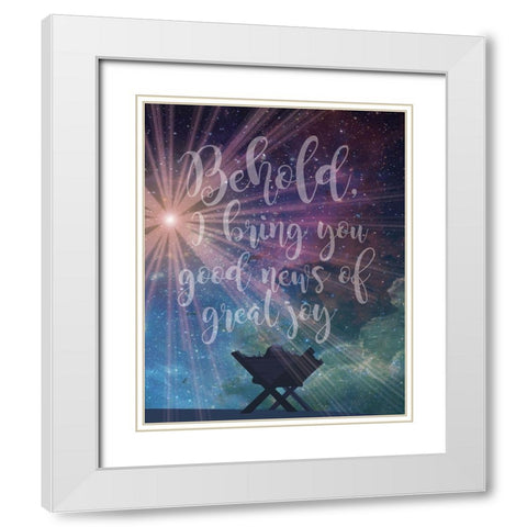 Christmas Manger Joy White Modern Wood Framed Art Print with Double Matting by Hogan, Melody