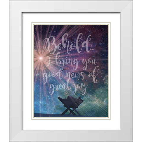 Christmas Manger Joy White Modern Wood Framed Art Print with Double Matting by Hogan, Melody