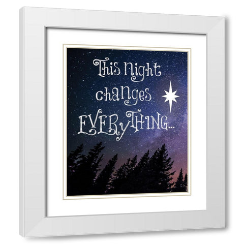 Christmas Star Trees 1 White Modern Wood Framed Art Print with Double Matting by Hogan, Melody