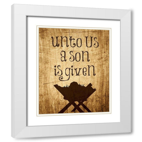 Unto Us Manger 2 White Modern Wood Framed Art Print with Double Matting by Hogan, Melody