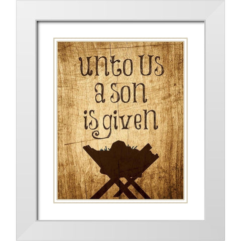 Unto Us Manger 2 White Modern Wood Framed Art Print with Double Matting by Hogan, Melody