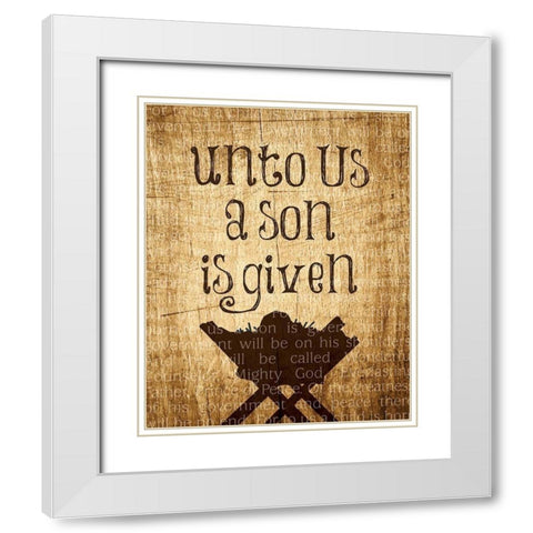Christmas Unto Us Manger White Modern Wood Framed Art Print with Double Matting by Hogan, Melody