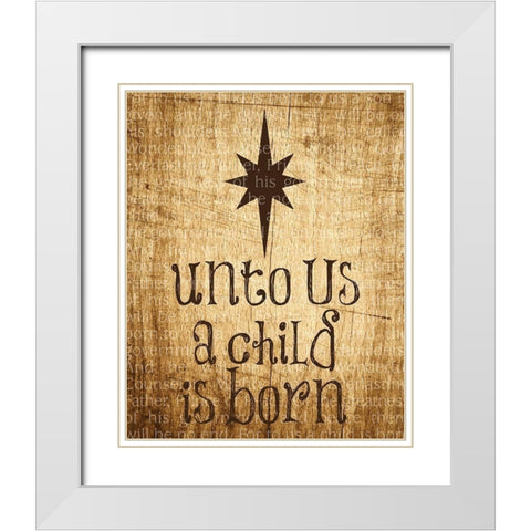 Christmas Unto Us Star White Modern Wood Framed Art Print with Double Matting by Hogan, Melody