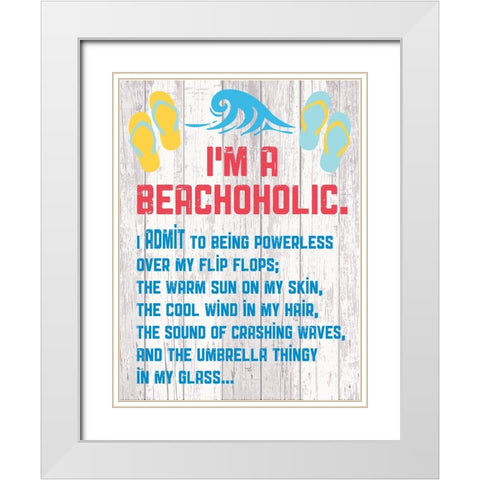 Beachoholic 4 White Modern Wood Framed Art Print with Double Matting by Hogan, Melody