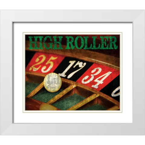High Roller Casino Grunge 1 White Modern Wood Framed Art Print with Double Matting by Hogan, Melody