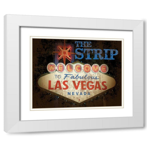 The Strip Casino Grunge 2 White Modern Wood Framed Art Print with Double Matting by Hogan, Melody