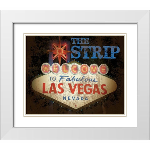 The Strip Casino Grunge 2 White Modern Wood Framed Art Print with Double Matting by Hogan, Melody