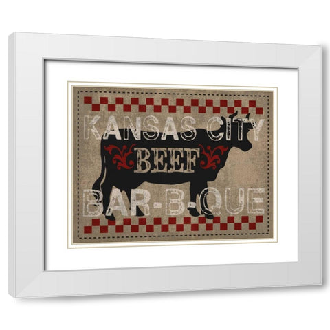 Kansas City BBQ White Modern Wood Framed Art Print with Double Matting by Hogan, Melody