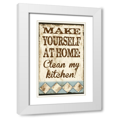Clean My Kitchen White Modern Wood Framed Art Print with Double Matting by Hogan, Melody