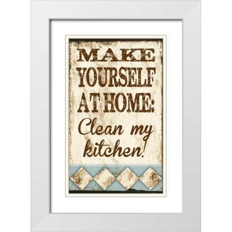 Clean My Kitchen White Modern Wood Framed Art Print with Double Matting by Hogan, Melody