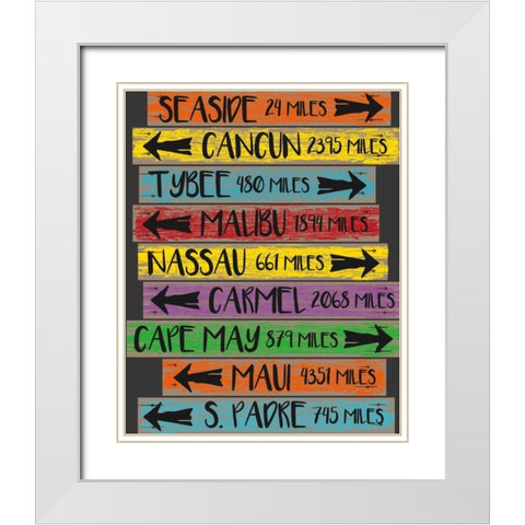 Beach Sign 1 White Modern Wood Framed Art Print with Double Matting by Hogan, Melody