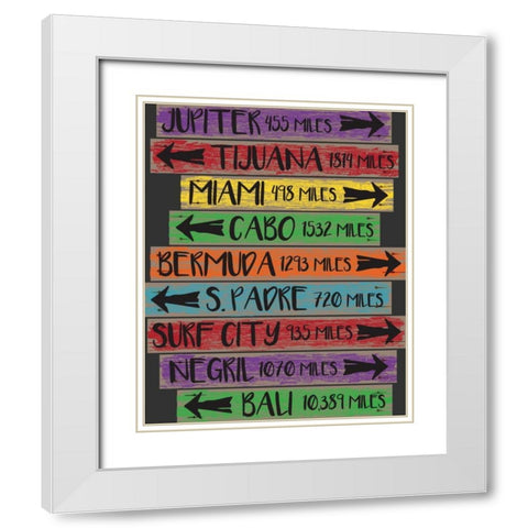 Beach Sign 2 White Modern Wood Framed Art Print with Double Matting by Hogan, Melody