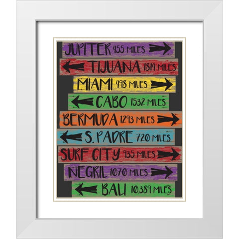 Beach Sign 2 White Modern Wood Framed Art Print with Double Matting by Hogan, Melody