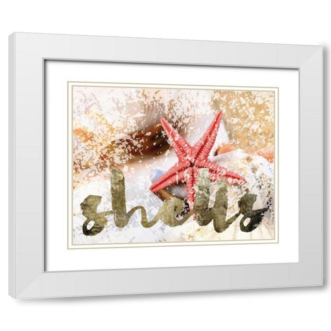 Coral Starfish White Modern Wood Framed Art Print with Double Matting by Hogan, Melody