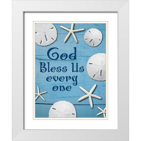 Coastal Christmas Sand Dollars 2 White Modern Wood Framed Art Print with Double Matting by Hogan, Melody