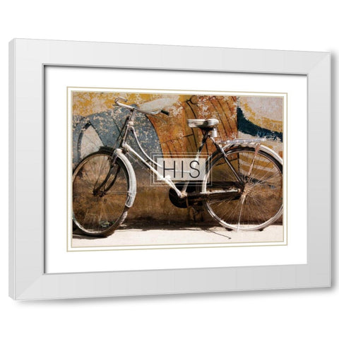 His Bicycle White Modern Wood Framed Art Print with Double Matting by Hogan, Melody