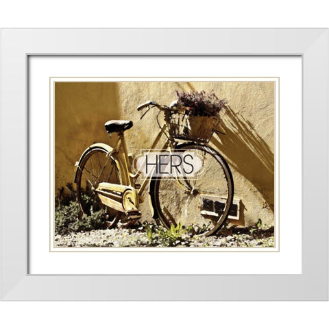 Her Bicycle White Modern Wood Framed Art Print with Double Matting by Hogan, Melody