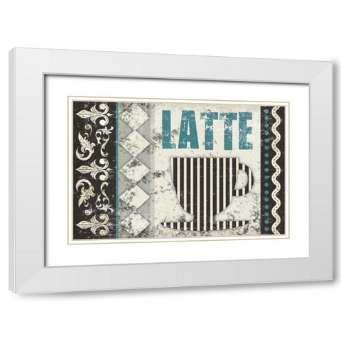 Latte Sipping 1 White Modern Wood Framed Art Print with Double Matting by Hogan, Melody