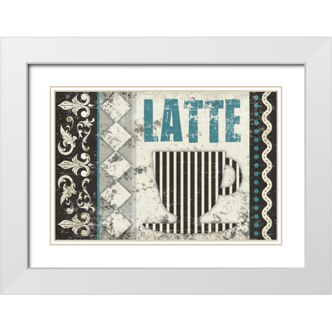 Latte Sipping 1 White Modern Wood Framed Art Print with Double Matting by Hogan, Melody