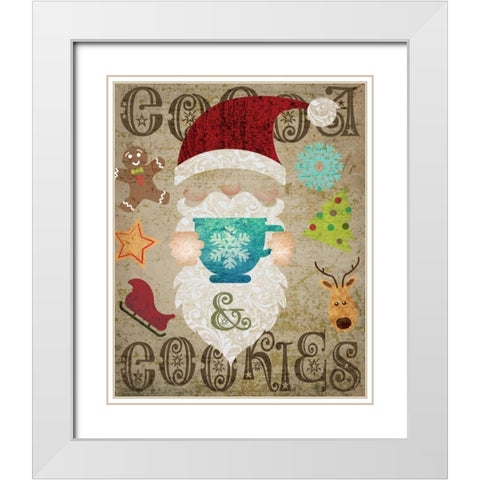 Santas Kitchen 2 White Modern Wood Framed Art Print with Double Matting by Hogan, Melody