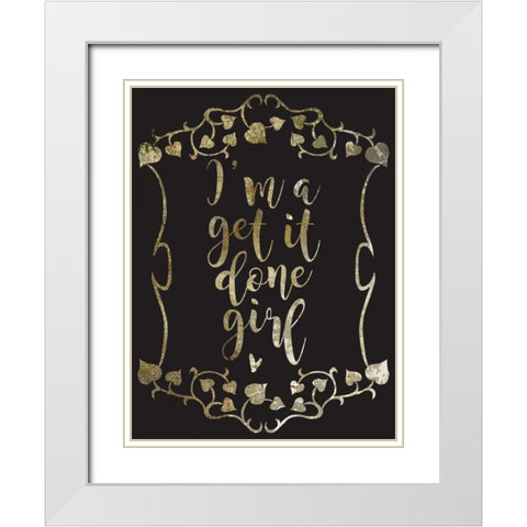 Get It Done 1 White Modern Wood Framed Art Print with Double Matting by Hogan, Melody