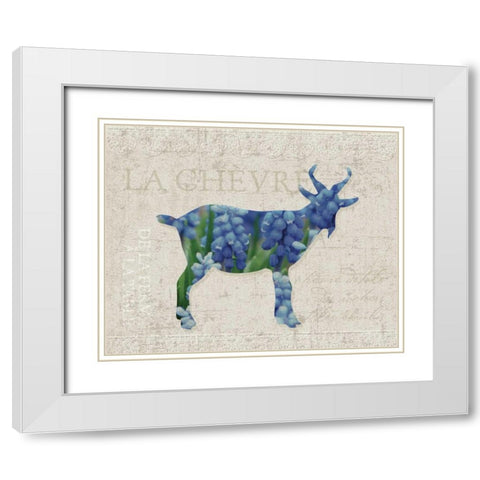 Flower Farm Goat White Modern Wood Framed Art Print with Double Matting by Hogan, Melody