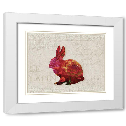 Flower Farm Rabbit White Modern Wood Framed Art Print with Double Matting by Hogan, Melody