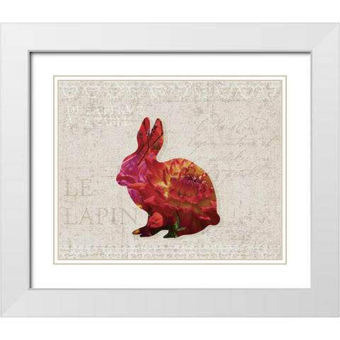 Flower Farm Rabbit White Modern Wood Framed Art Print with Double Matting by Hogan, Melody