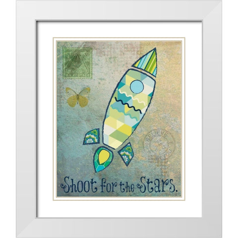 Vintage Space 1 White Modern Wood Framed Art Print with Double Matting by Hogan, Melody