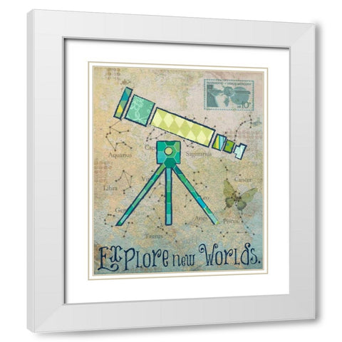 Vintage Space 3 White Modern Wood Framed Art Print with Double Matting by Hogan, Melody