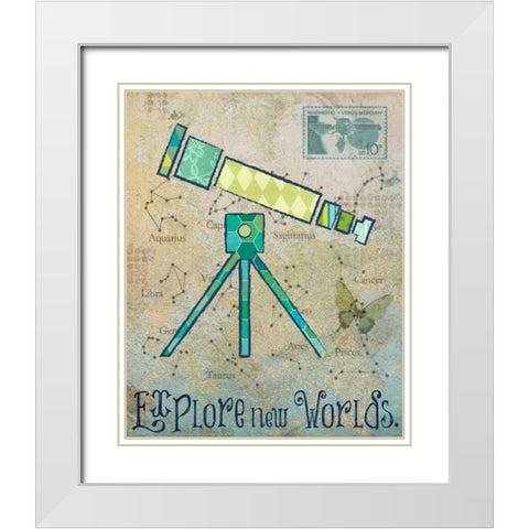 Vintage Space 3 White Modern Wood Framed Art Print with Double Matting by Hogan, Melody