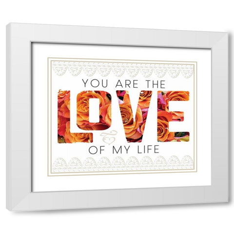 Wedding Typo Lace 1 White Modern Wood Framed Art Print with Double Matting by Hogan, Melody