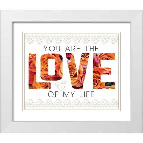 Wedding Typo Lace 1 White Modern Wood Framed Art Print with Double Matting by Hogan, Melody