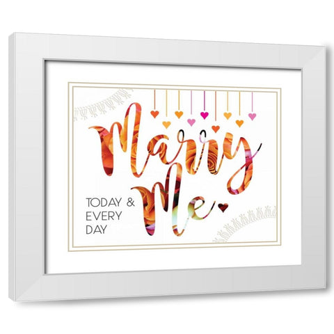 Wedding Typo Lace 3 White Modern Wood Framed Art Print with Double Matting by Hogan, Melody