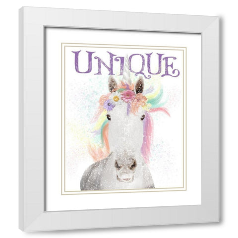 Unique Unicorn White Modern Wood Framed Art Print with Double Matting by Hogan, Melody
