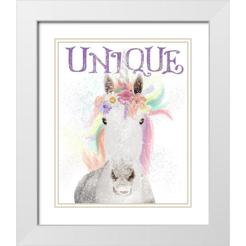 Unique Unicorn White Modern Wood Framed Art Print with Double Matting by Hogan, Melody