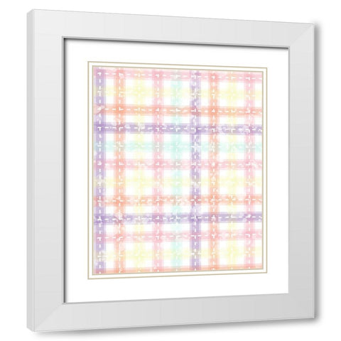 Whimsical Plaid White Modern Wood Framed Art Print with Double Matting by Hogan, Melody