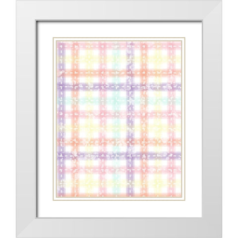 Whimsical Plaid White Modern Wood Framed Art Print with Double Matting by Hogan, Melody