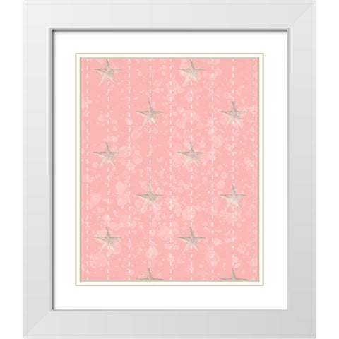 Whimsical Starfish Bubble Stitch White Modern Wood Framed Art Print with Double Matting by Hogan, Melody