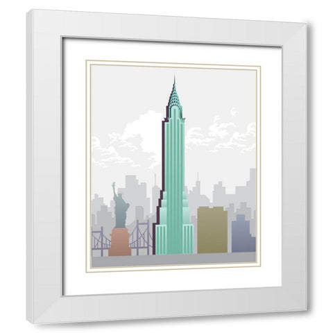 Deco World Landmarks 1 White Modern Wood Framed Art Print with Double Matting by Hogan, Melody