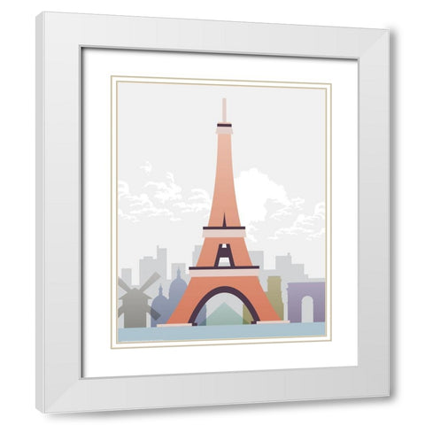 Deco World Landmarks 2 White Modern Wood Framed Art Print with Double Matting by Hogan, Melody