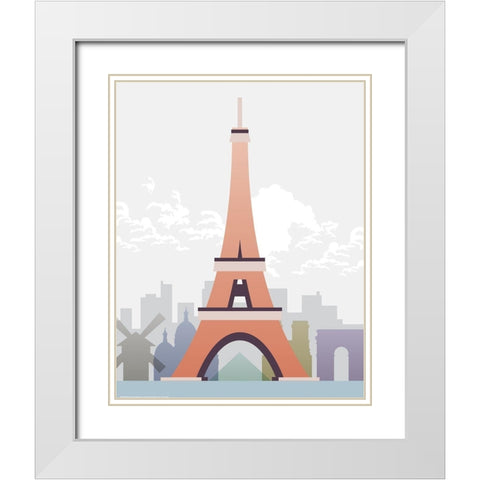 Deco World Landmarks 2 White Modern Wood Framed Art Print with Double Matting by Hogan, Melody