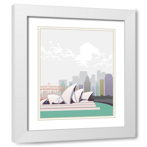 Deco World Landmarks 3 White Modern Wood Framed Art Print with Double Matting by Hogan, Melody