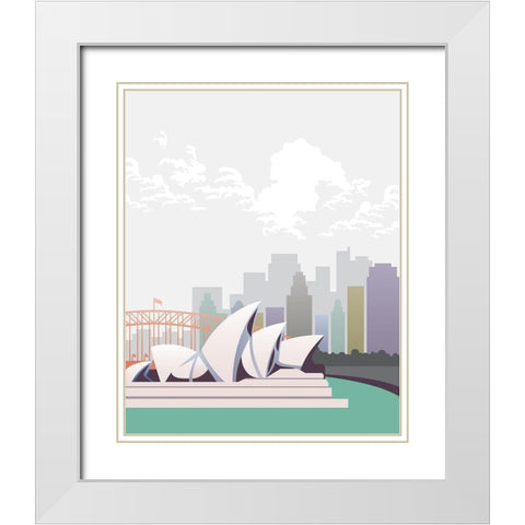 Deco World Landmarks 3 White Modern Wood Framed Art Print with Double Matting by Hogan, Melody