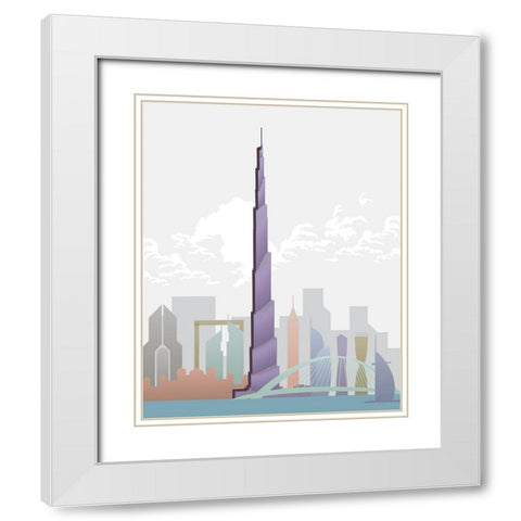 Deco World Landmarks 4 White Modern Wood Framed Art Print with Double Matting by Hogan, Melody